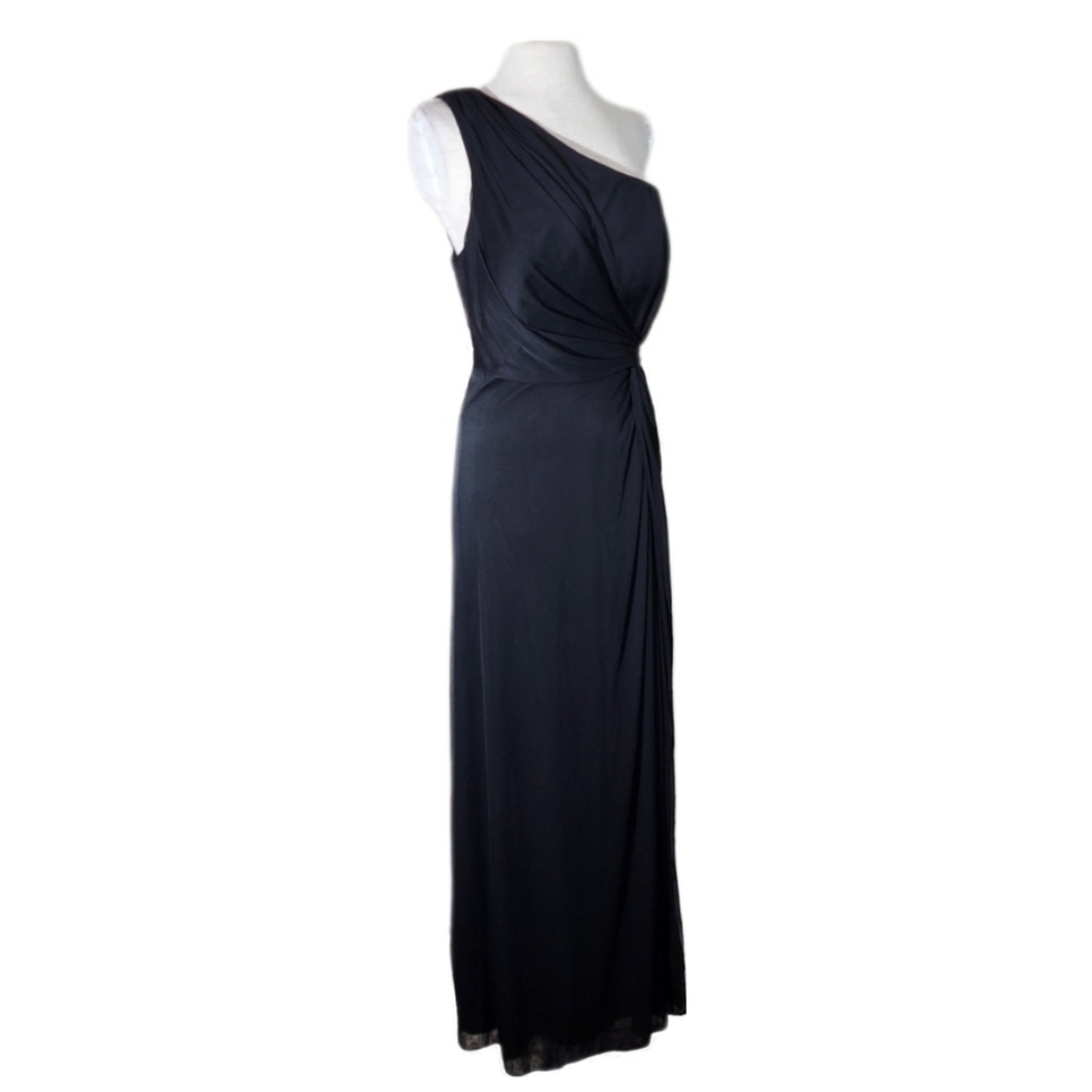 Azazi One Dress Vintage Shoulder Front Side Slit Formal Maxi Black Plus Size M - Picture 8 of 17
